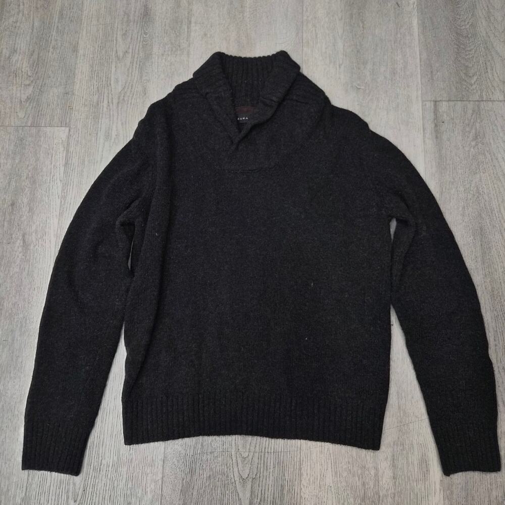 Zara Man Charcoal Grey Wool Blend Pullover Classy Sweater